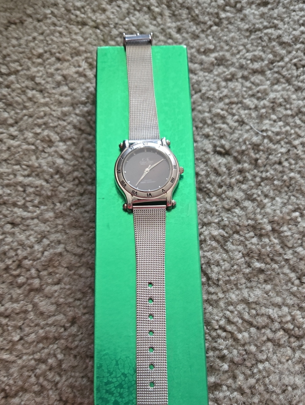 Calvin Klein Men’s Silver Mesh Bracelet Watch with Gray Dial